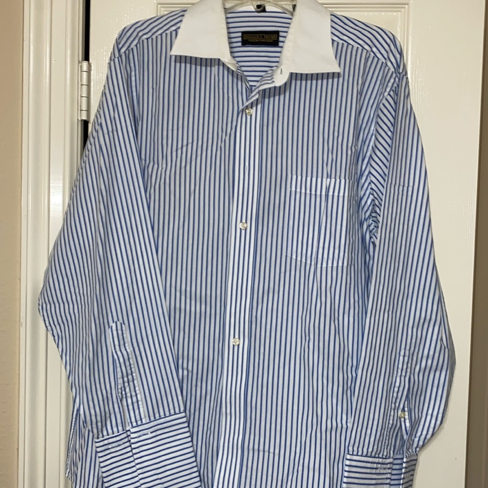 Blue striped shirt with French cuffs
